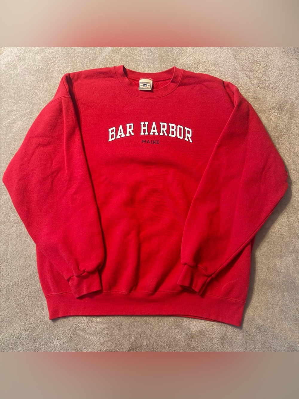 Vintage Bar Harbor Crewneck Sweatshirt Mens XL Red 90s Maine Lee Heavyweight